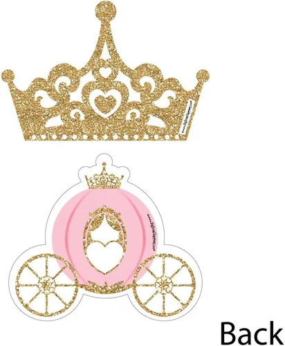 Miniatura 3 de Big Dot of Happiness Corona de princesita – Tiara y carruaje decoraciones DIY rosa y dorado princesa baby shower o fiesta de cumpleaños esenciales