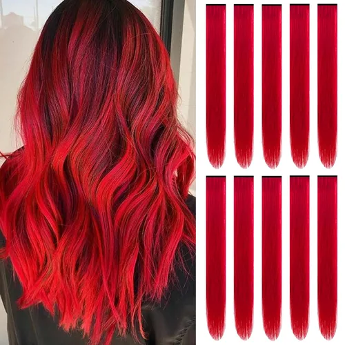 Miniatura 9 de Extensiones de cabello sintético de 22 pulgadas, extensiones de cabello sintético largo y lacio con clip, extensiones de cabello sintético para Negro