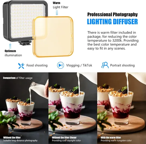 Miniatura 2 de Mettlelite VL120B Kit de luz LED de video regulable, continuo, portátil, para cámara, iluminación de fotografía, luz de video recargable con trípode