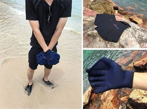 Miniatura 6 de 1 par de guantes de malla de natación, guantes de entrenamiento, palas de fitness acuático, resistencia al agua, tela de mano para hombres, mujeres
