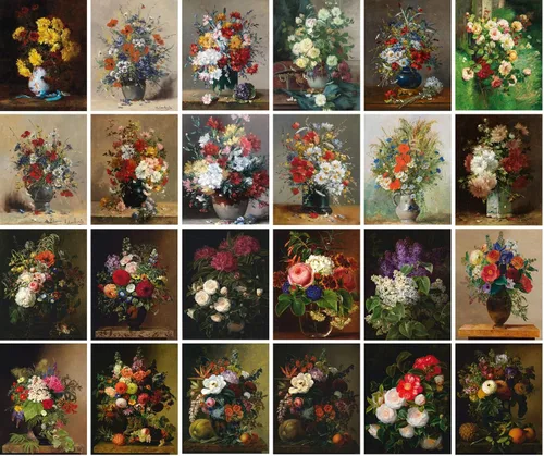 Miniatura 2 de PIXILUV Johann - Postales vintage (24 unidades), diseño de flores salvajes, jardín, aun vida, arte de pintura de museo antiguo, reimpresión