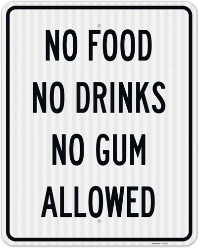 Miniatura 13 de Cartel de "No Food No Drinks No Gum Allowed", 10 x 7 pulgadas, calcomanías de vinilo de 4 mil, resistentes a la intemperie, fabricadas en Estados