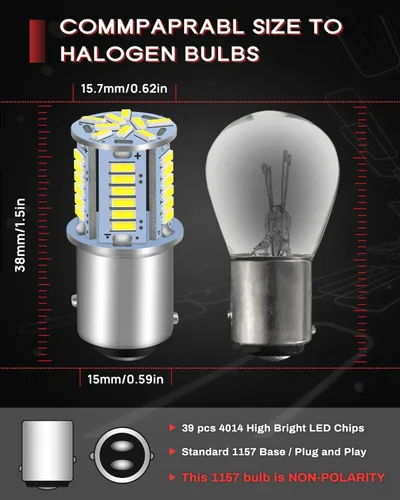 Miniatura 2 de Bombilla LED 1157, 12 V CC sin polaridad 7528 2357 2057 BAY15D Bombilla LED de repuesto para luz trasera de freno para automóvil, RV, remolque