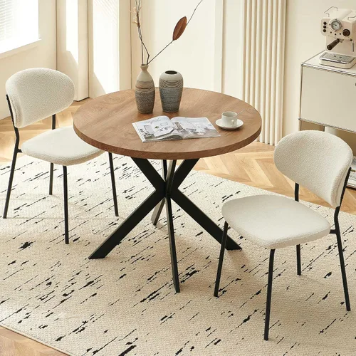 Miniatura 24 de Homedot Juego de 2 sillas de comedor tapizadas negras, modernas sillas de cocina de mediados de siglo tapizadas con cojín acolchado para comedor