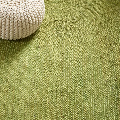 Miniatura 7 de SAFAVIEH Alfombra de Área Redonda de 10' - Colección de Fibra Natural - Verde y Marrón Natural, Yute Hecho a Mano, Diseño de Borde Trenzado (NF801G)