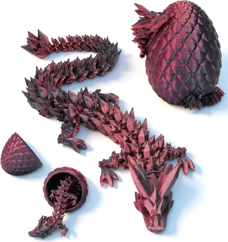 Miniatura 10 de YILCER Huevo de Dragón Impreso en 3D de 12 Pulgadas, Juguetes Fidget de Dragón de Cristal Articulado Misterioso, Juguetes Sorpresa de Animales Láser