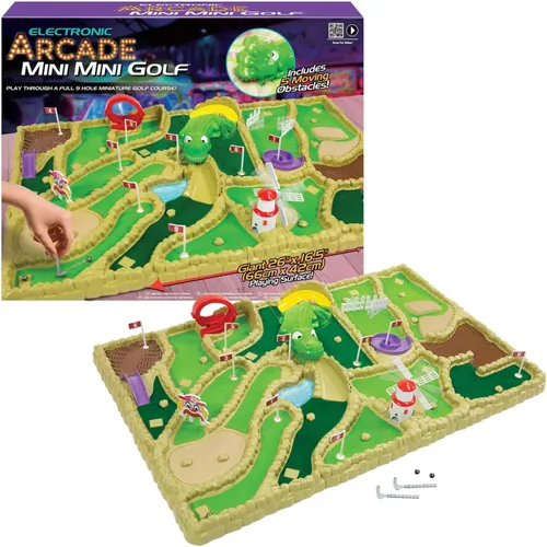 Miniatura 5 de Ambassador Games: Electronic Arcade Mini Golf - Área de juego gigante de 26 x 16.5, campo de mesa de 9 hoyos, 5 obstáculos móviles, adultos y niños