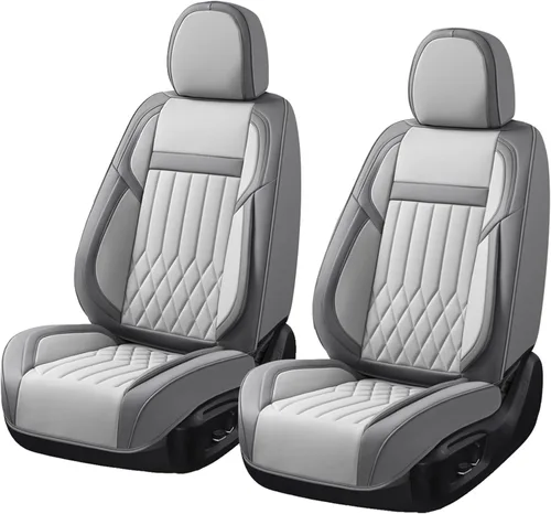 Miniatura 16 de Juego completo de fundas de asiento de automóvil de cuero napa impermeables y transpirables de 2 plazas, aptas para asientos delanteros