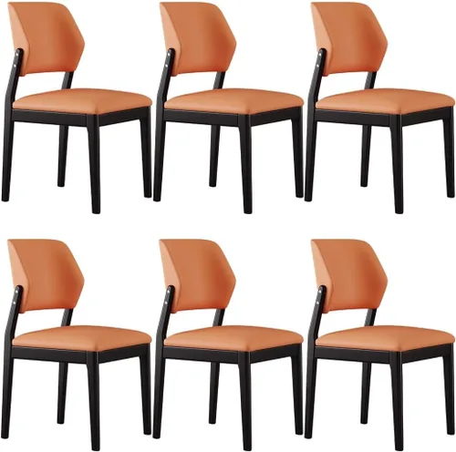 Miniatura 48 de YVYKFZD Wooden Dining Chairs Set, Leather Dining Room Chair, Upholstered Kitchen Chairs with Curved Backrest, Armless Living Room Chair, for Bedroom