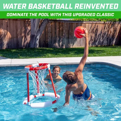 Miniatura 2 de GoSports Splash Hoop 360 - Juego de baloncesto flotante para piscina - Elija rojo o azul - Incluye aro, 2 pelotas y bomba