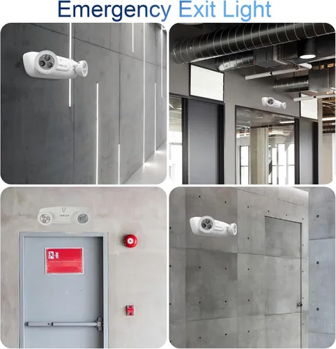 Miniatura 5 de TANLUX Luces de emergencia LED con batería de respaldo, dos cabezales ajustables para luces comerciales, certificación UL, CA 120/277V, cableadas