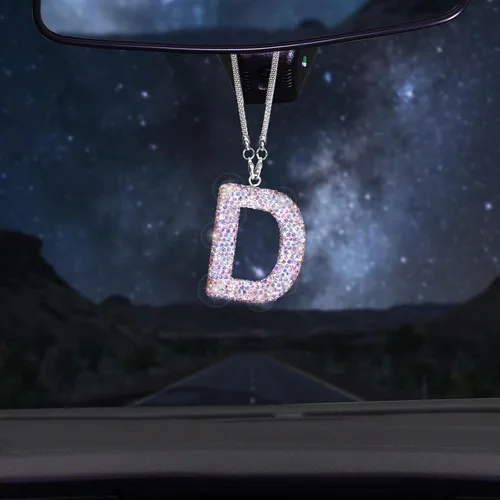 Miniatura 11 de ToBeQueen Accesorios colgantes para espejo retrovisor con diamantes de imitación de letra A, decoración de automóvil con diamantes de imitación