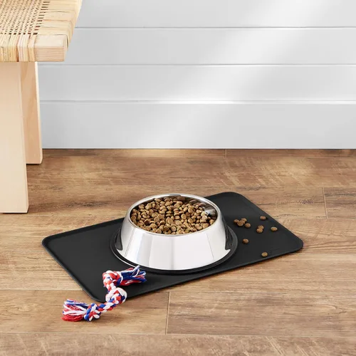 Miniatura 5 de Amazon Basics Tapete de silicona antideslizante e impermeable para comida de gatos y perros, tapetes para mascotas con bordes elevados para tazones