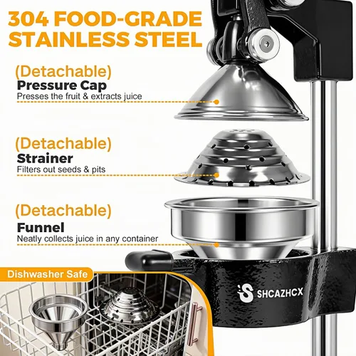Miniatura 3 de Exprimidor de cítricos de hierro fundido, exprimidor de frutas de alta resistencia con piezas de acero inoxidable fácil de limpiar y base estable