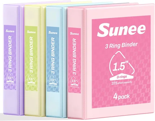 Miniatura 10 de SUNEE Carpeta de 3 anillos de 1 pulgada con anillo en D, carpeta de vista clara de tres anillas sin PVC (se ajusta a 8.5 x 11 pulgadas)