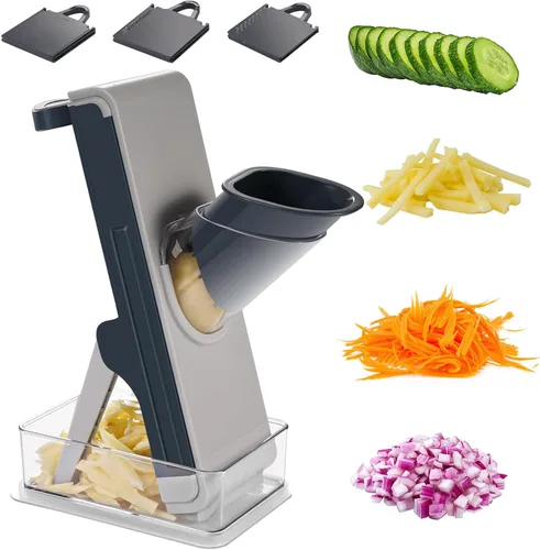 Cortador de mandolina seguro para cocina, cortador de verduras multifuncional FEICO picador de mandolina para verduras y papas vegetales
