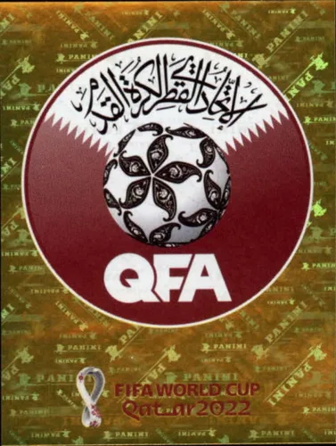 Adhesivo de fútbol de la Copa Mundial de Panini 2022 #QAT2 con logotipo del equipo Qatar Group A oficial de Qatar WC en bruto (NM o mejor), mide 2