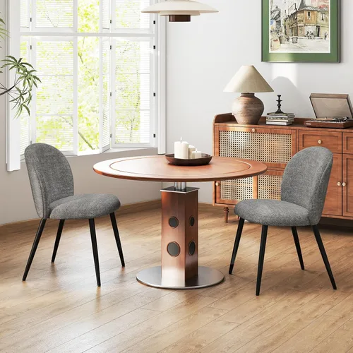 Miniatura 13 de Juego de 2 sillas de comedor tapizadas, modernas sillas auxiliares de cocina con asiento acolchado, cómodas patas de estudio de tela de felpilla
