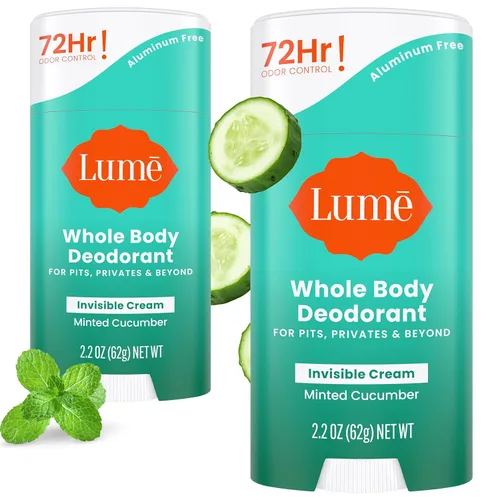 Lume Desodorante para Todo el Cuerpo - Barra de Crema Invisible - Control de Olores de 72 Horas - Sin Aluminio, Sin Bicarbonato de Sodio, Seguro