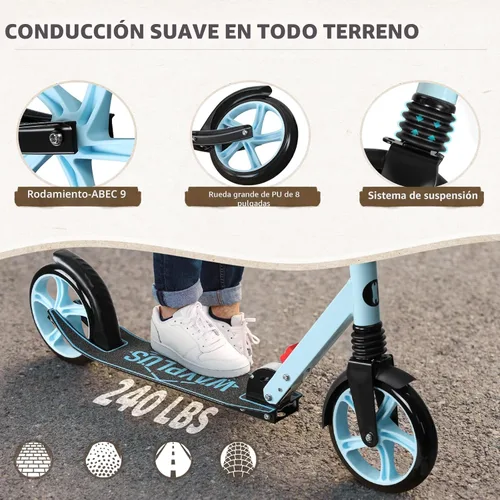 Miniatura 4 de WAYPLUS KS1 Kick Scooter para mayores de 6 años, niños, adolescentes y adultos. Carga máxima de 240 libras. Plegable, ligero, ruedas grandes de 8