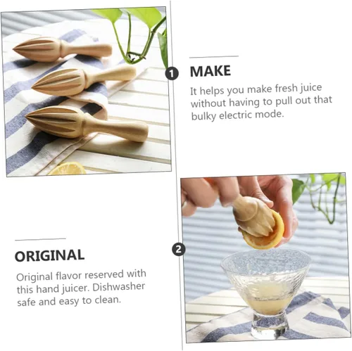 Miniatura 5 de Zerodeko Wooden Lemon Juicer Squeezer Manual Citrus Reamer Hand Press Fruit Extractor Ergonomic Design for Fresh Orange and Grapefruit Juice at Home