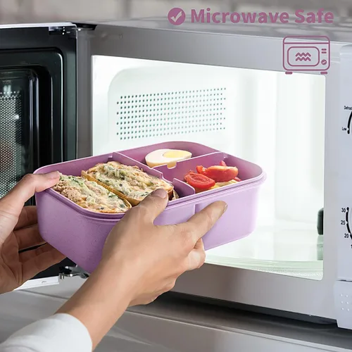 Miniatura 6 de MISS BIG® Lonchera Bento para adultos, fiambrera, a prueba de fugas, sin BPA y sin tintes químicos, para lavavajillas y microondas
