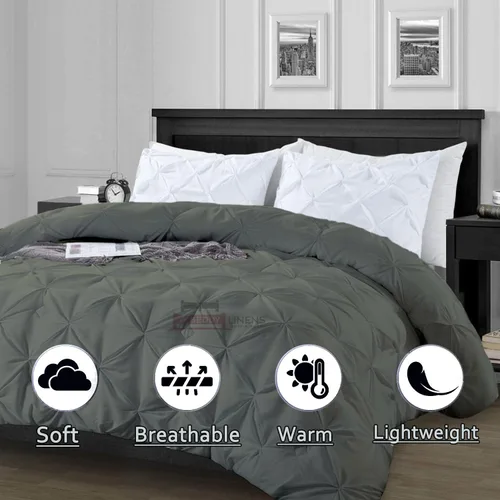 Miniatura 2 de eBeddy Linens Edredón alternativo plisado para todas las estaciones Edredón de microfibra tamaño King de 132 x 120 pulgadas, 1 edredón de Pintuck