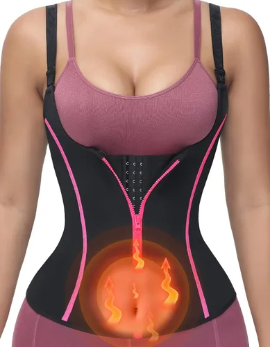 Miniatura 12 de YADIFEN Waist Trainer for Women,Zipper Corset Body Shaper for Tummy Control Neoprene Cincher Sweat Sauna Vest Tank Top Látex negro transpirable