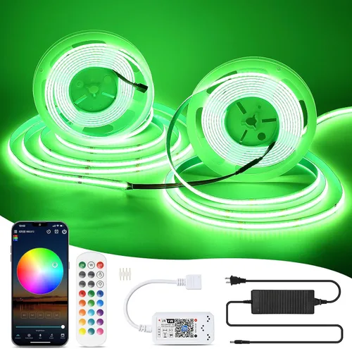 Miniatura 9 de Tira de Luz LED RGB COB 32.FT/10M (2 Rollos de 16.4FT/5M), Tira LED COB Ancho 10mm/5760 LEDs, Tira de Luz LED Cambiante de Color 24V con Control