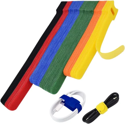 Miniatura 8 de 70 bridas de cables reutilizables color rosa, para organizar cables, reutilizables, para electrónica, de gancho y bucle para computadora, de 4, 6, 8