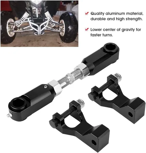 Miniatura 2 de Kit de bajada delantera, material de aluminio, kit de bajada delantera y trasera ajustable para ATV para Raptor 350 660 700 (negro)
