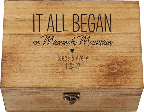 Let's Make Memories Caja de recuerdos de madera personalizada con tapa con bisagras, caja de recuerdos de madera, almacenamiento decorativo,
