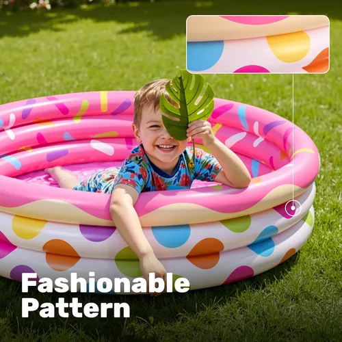 Miniatura 5 de Paquete de 3 piscinas inflables para niños de 45 x 10 pulgadas, sandía, piña y cupcakes para niños de temporada y diversión de temporada, piscina