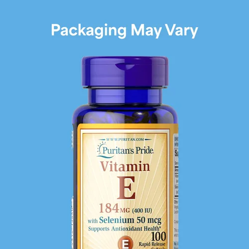 Miniatura 2 de Puritan's Pride Vitamina E 184 mg (400 UI) con selenio 50mcg, suplemento vitamínico para el sistema inmunológico y apoyo antioxidante para la salud