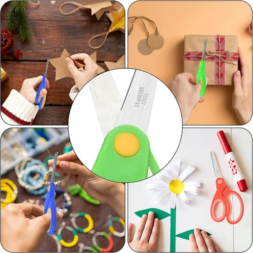 Miniatura 3 de ELECKEY Tijeras para zurdos para niños de 5.75 pulgadas, tijeras puntiagudas para estudiantes escolares y zurdos, romas, paquete de 2 (azul)