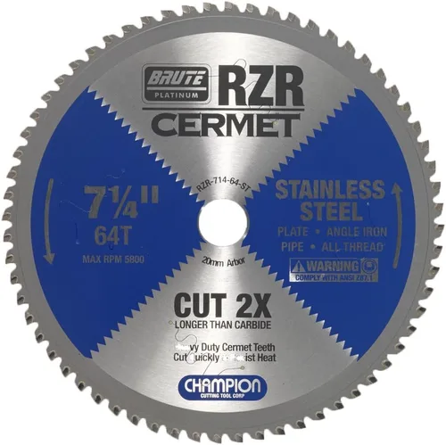 Miniatura 4 de Champion Cutting Tool Corp - Hoja de sierra circular de 5-3/8 pulgadas, 50T (RZR-538-50-ST), acero inoxidable