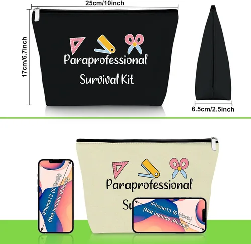 Miniatura 4 de Paraprofessional - 2 bolsas de maquillaje para regalo de agradecimiento para paraeducador, profesor, asistente, 2 piezas, bolsa de cosméticos, día
