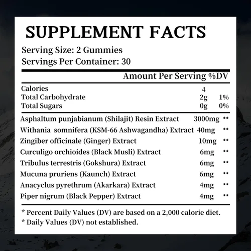 Miniatura 7 de Shilajit Gummies 3000 mg de oro puro del Himalaya con ácido fúlvico Suplementos de Shilajit puro para hombres Rejuvenecimiento natural, mejora