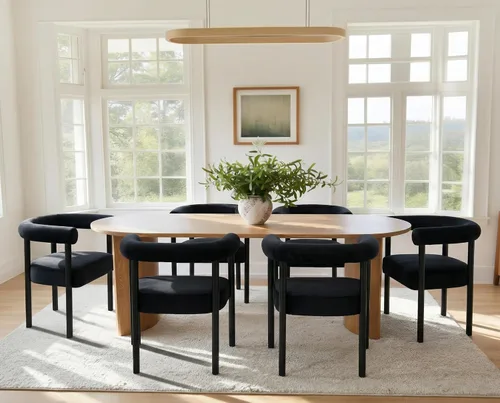 Miniatura 14 de RIVOVA Juego de 4 sillas de comedor blancas de bouclé, sillas de comedor tapizadas modernas, sillas de cocina con respaldo curvo para comedor
