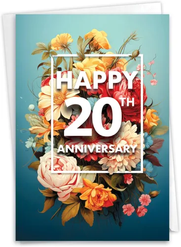 Miniatura 11 de NobleWorks Tarjeta de notas de aniversario del 20º hito con sobre, 20 años de amor, tarjeta de matrimonio para esposa, marido, parejas, conteo