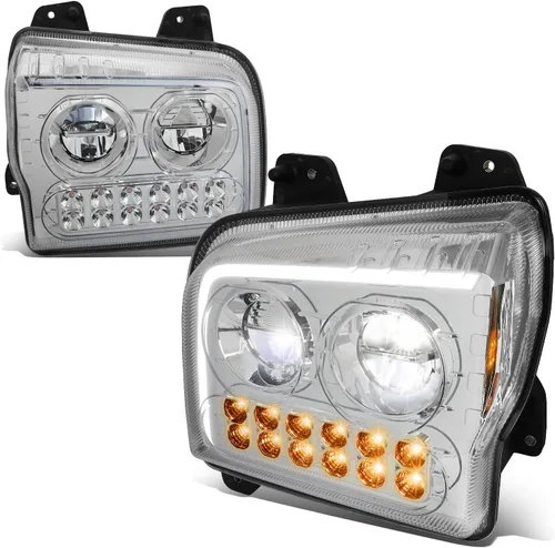 Miniatura 14 de DNA MOTORING HL-HAY-037-BK Par de Faros con LED DRL Secuencial de Señal de Giro con Reflector Compatible con Kenworth T680 13-21, Cromo/Negro