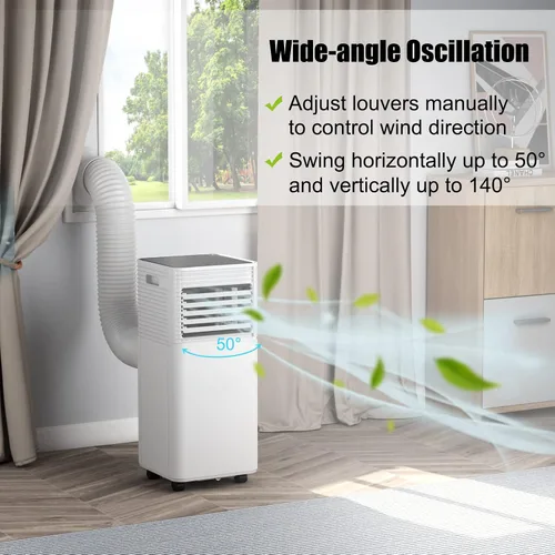 Miniatura 8 de GOFLAME Aire acondicionado portátil, potente unidad de CA de 8000 BTU con control remoto y 4 ruedas universales, enfriador de aire 3 en 1