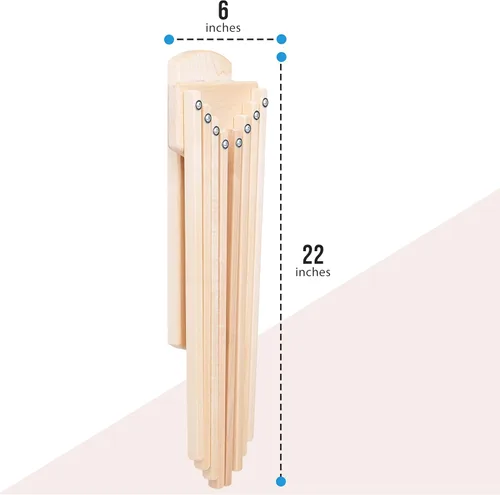 Miniatura 4 de Pennsylvania Woodworks Estante de secado de ropa montado en la pared, resistente, plegable, para secar la ropa, estante plegable de madera maciza