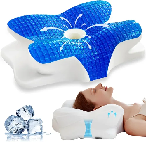 Miniatura 9 de EUCIOR - Almohadas de gel refrescante para cuello y hombros, almohada cervical para dormir cómodamente, almohadas ergonómicas de espuma