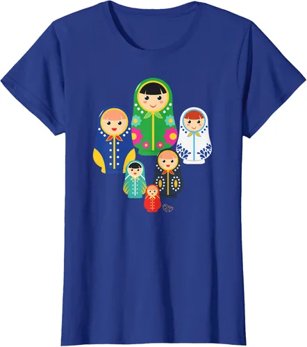 Miniatura 45 de Matryoshka Russian Nesting Dolls, Rusia - Camiseta de regalo, Azul / Patchwork, S