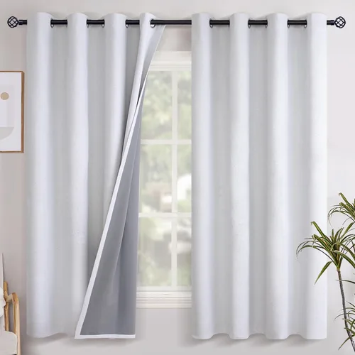 Miniatura 31 de YoungsTex - Cortinas opacas de lino para dormitorio, oscurecimiento de la habitación, cortinas con textura de lino, paneles con aislamiento térmico
