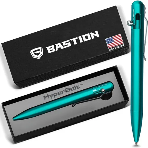 BASTION® Bolígrafo de Acción de Cerrojo de Lujo, Bolígrafo Profesional Duradero con Punta Fina, Bolígrafo EDC, Bolígrafo Recargable de Tinta para