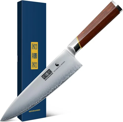 Miniatura 10 de HOSHANHO Cuchillo Santoku de 7 pulgadas, cuchillo de chef profesional japonés de acero de alto carbono, cuchillo de cocina afilado con mango