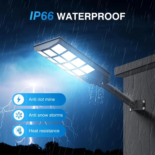 Miniatura 8 de OKPRO Farola solar de 5000 W para estacionamiento al aire libre, gran angular IP66 impermeable, 6500 K del atardecer al amanecer, LED con sensor