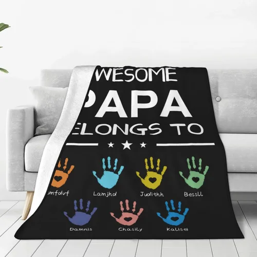 Miniatura 21 de Manta personalizada para papá con nombres de niños de 1 a 10 años, manta con texto en inglés "Thank You for Being The Best Dad Ever", para el Día